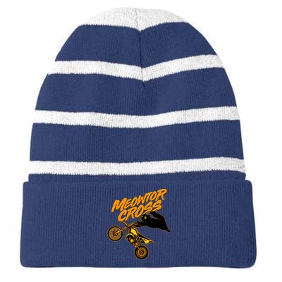 Meowtor Cross Striped Beanie with Solid Band