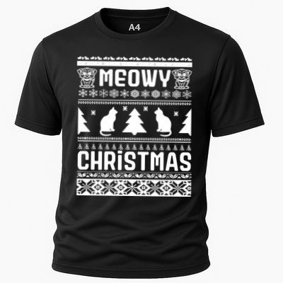 Meowy Cat Ugly Christmas Sweater Performance Shirt