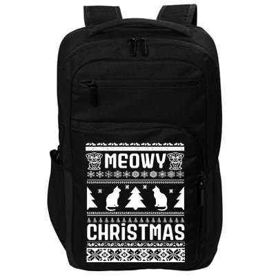 Meowy Cat Ugly Christmas Sweater Impact Tech Backpack
