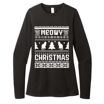 Meowy Cat Ugly Christmas Sweater Womens CVC Long Sleeve Shirt