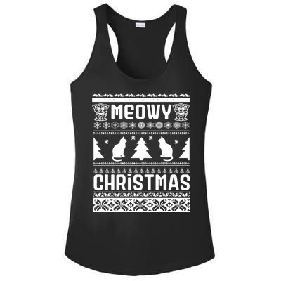 Meowy Cat Ugly Christmas Sweater Ladies PosiCharge Competitor Racerback Tank