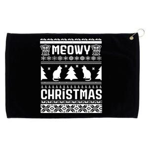 Meowy Cat Ugly Christmas Sweater Grommeted Golf Towel