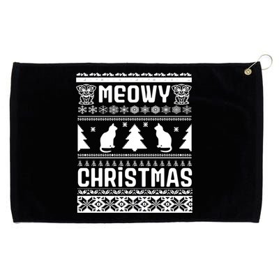 Meowy Cat Ugly Christmas Sweater Grommeted Golf Towel