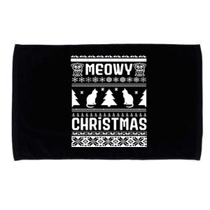 Meowy Cat Ugly Christmas Sweater Microfiber Hand Towel