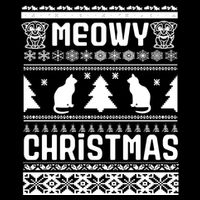 Meowy Cat Ugly Christmas Sweater Cropped Pullover Crew