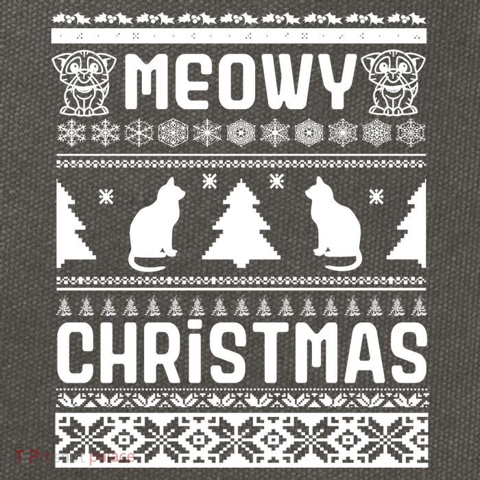 Meowy Cat Ugly Christmas Sweater Cotton Canvas Backpack