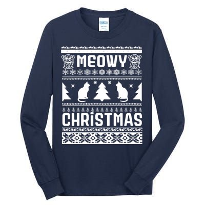 Meowy Cat Ugly Christmas Sweater Tall Long Sleeve T-Shirt