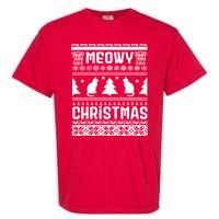 Meowy Cat Ugly Christmas Sweater Garment-Dyed Heavyweight T-Shirt