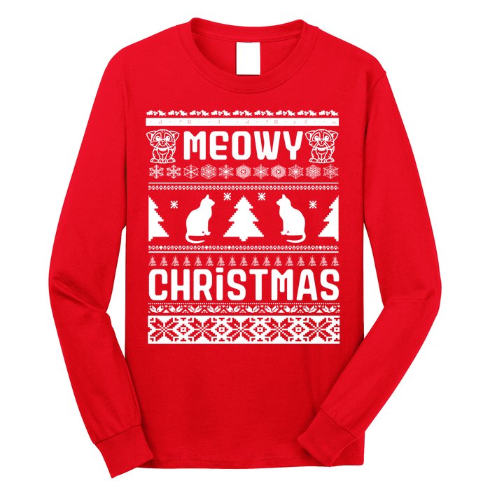 Meowy Cat Ugly Christmas Sweater Long Sleeve Shirt