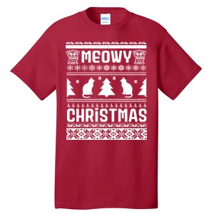 Meowy Cat Ugly Christmas Sweater Tall T-Shirt