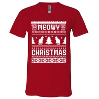 Meowy Cat Ugly Christmas Sweater V-Neck T-Shirt