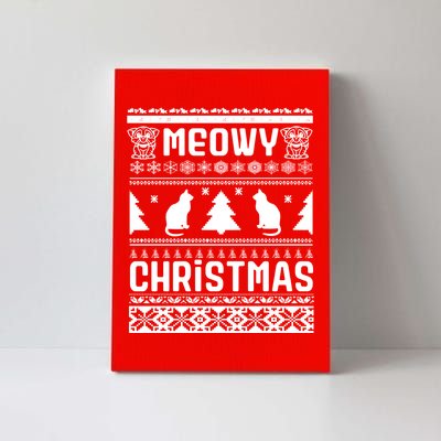 Meowy Cat Ugly Christmas Sweater Canvas