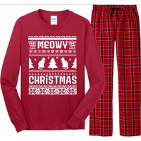 Meowy Cat Ugly Christmas Sweater Long Sleeve Pajama Set