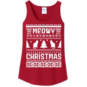 Meowy Cat Ugly Christmas Sweater Ladies Essential Tank