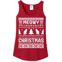 Meowy Cat Ugly Christmas Sweater Ladies Essential Tank