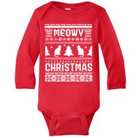 Meowy Cat Ugly Christmas Sweater Baby Long Sleeve Bodysuit