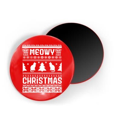 Meowy Cat Ugly Christmas Sweater Magnet