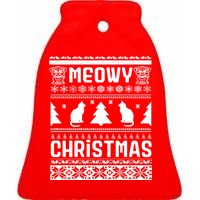 Meowy Cat Ugly Christmas Sweater Ceramic Bell Ornament