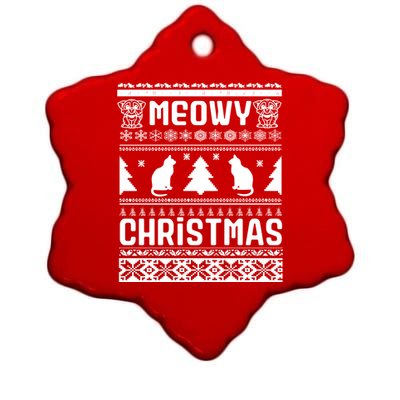 Meowy Cat Ugly Christmas Sweater Ceramic Star Ornament