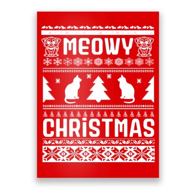 Meowy Cat Ugly Christmas Sweater Poster