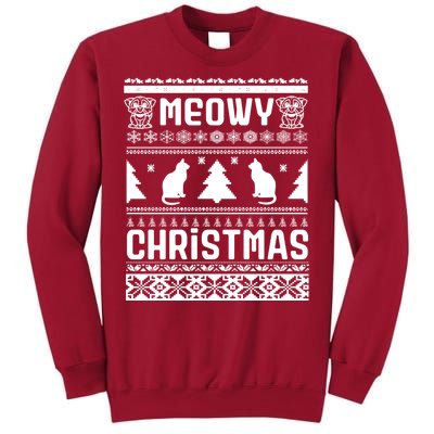 Meowy Cat Ugly Christmas Sweater Tall Sweatshirt