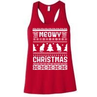 Meowy Cat Ugly Christmas Sweater Women's Racerback Tank