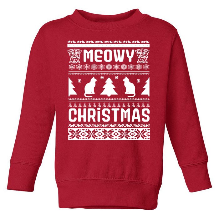 Meowy Cat Ugly Christmas Sweater Toddler Sweatshirt