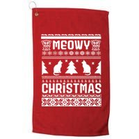 Meowy Cat Ugly Christmas Sweater Platinum Collection Golf Towel