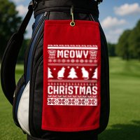 Meowy Cat Ugly Christmas Sweater Golf Towel