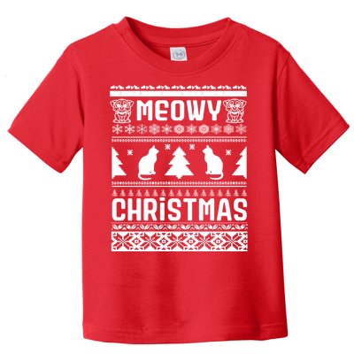 Meowy Cat Ugly Christmas Sweater Toddler T-Shirt