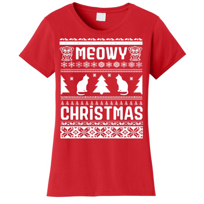 Meowy Cat Ugly Christmas Sweater Women's T-Shirt