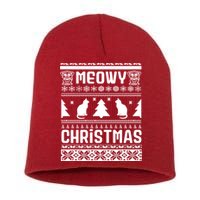 Meowy Cat Ugly Christmas Sweater Short Acrylic Beanie