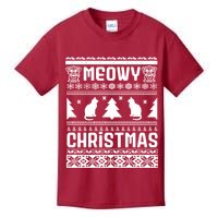 Meowy Cat Ugly Christmas Sweater Kids T-Shirt