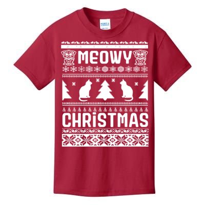 Meowy Cat Ugly Christmas Sweater Kids T-Shirt