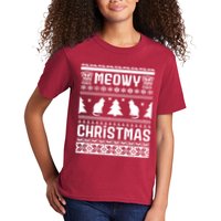 Meowy Cat Ugly Christmas Sweater Kids T-Shirt