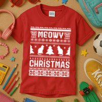 Meowy Cat Ugly Christmas Sweater Kids T-Shirt