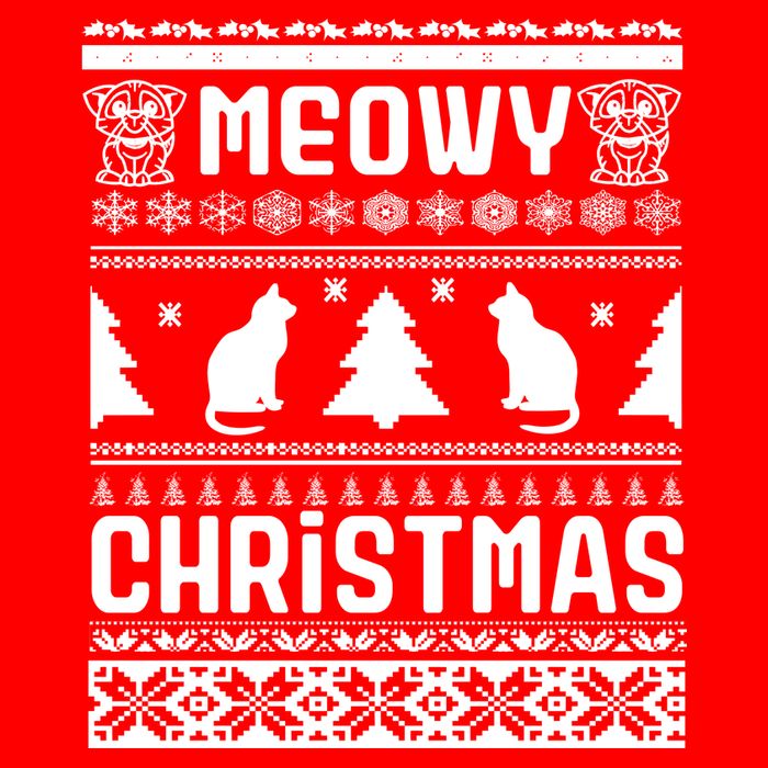 Meowy Cat Ugly Christmas Sweater Kids T-Shirt