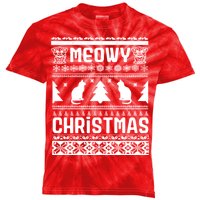 Meowy Cat Ugly Christmas Sweater Kids Tie-Dye T-Shirt