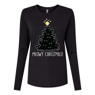 Meowy Christmas Womens Cotton Relaxed Long Sleeve T-Shirt