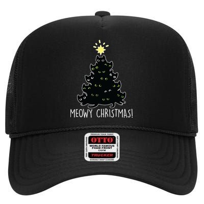 Meowy Christmas High Crown Mesh Back Trucker Hat