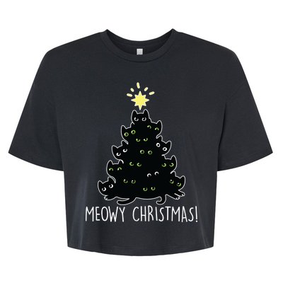 Meowy Christmas Bella+Canvas Jersey Crop Tee