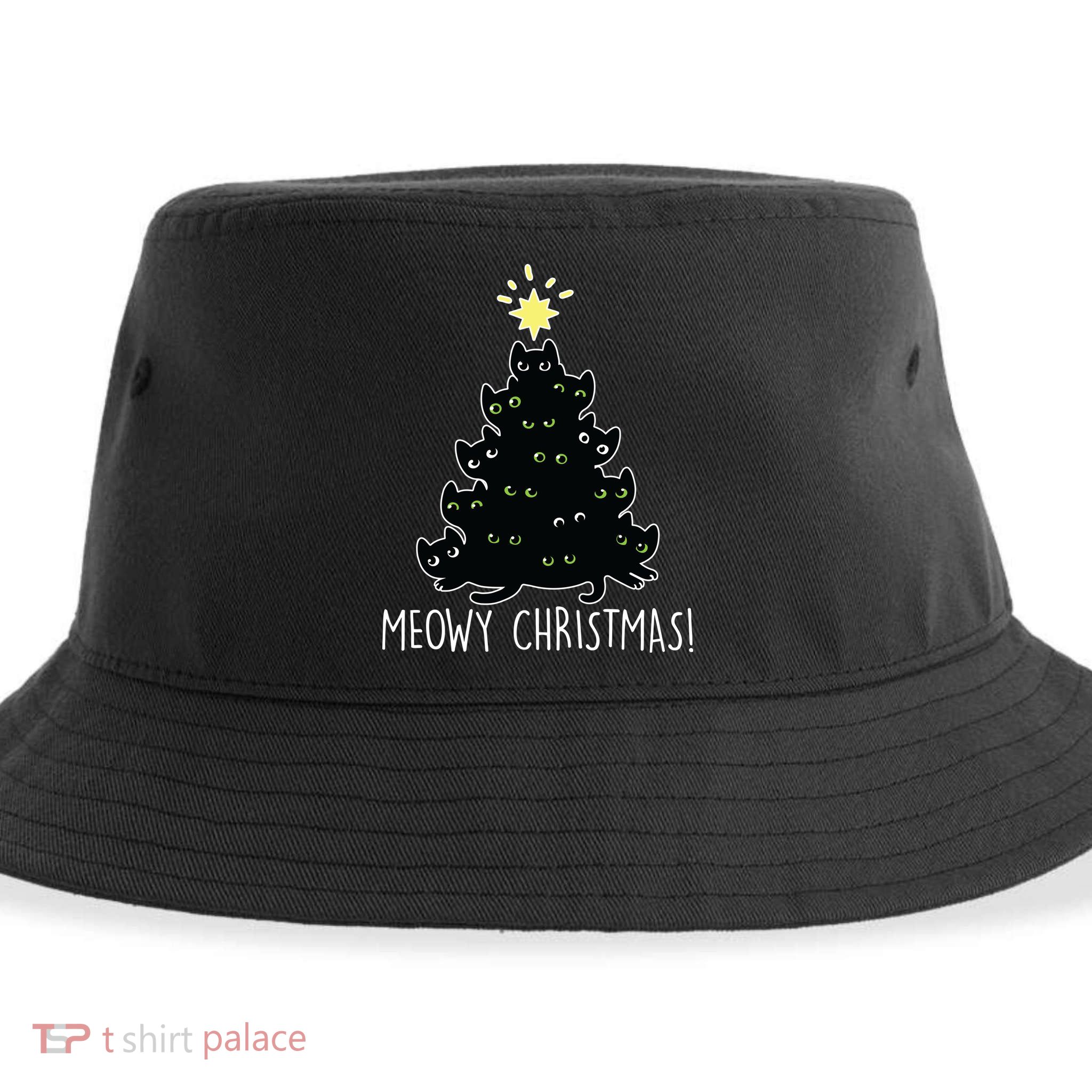 Meowy Christmas Sustainable Bucket Hat