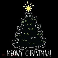Meowy Christmas Drawstring Bag