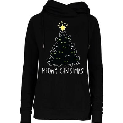 Meowy Christmas Womens Funnel Neck Pullover Hood