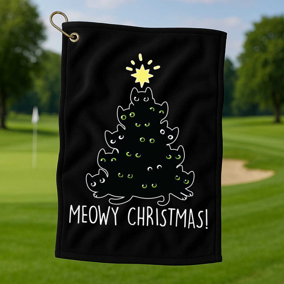 Meowy Christmas Golf Towel