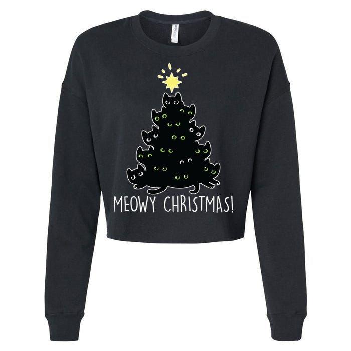 Meowy Christmas Cropped Pullover Crew