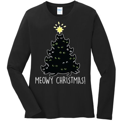 Meowy Christmas Ladies Long Sleeve Shirt