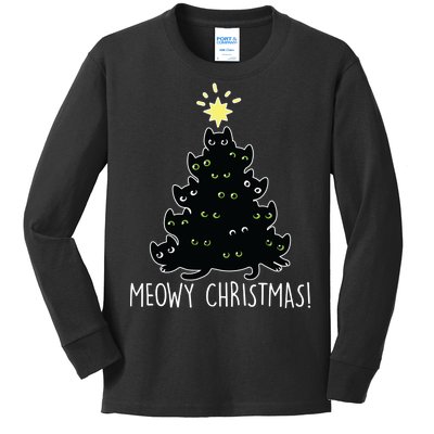 Meowy Christmas Kids Long Sleeve Shirt