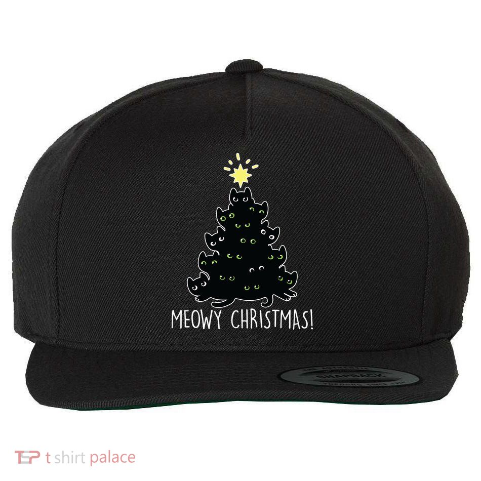 Meowy Christmas Wool Snapback Cap