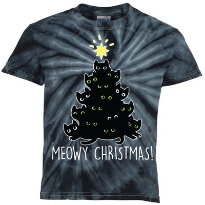 Meowy Christmas Kids Tie-Dye T-Shirt